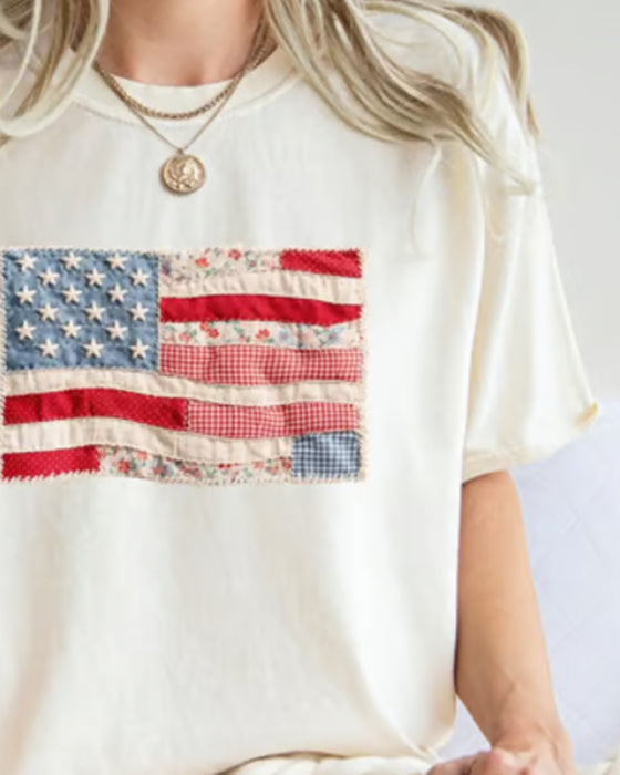 T-Shirt Fjerde Juli Amerikanske Flag
