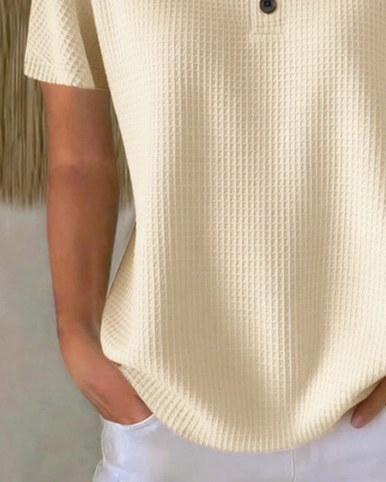 T-shirt Knap V-hals Afslappet