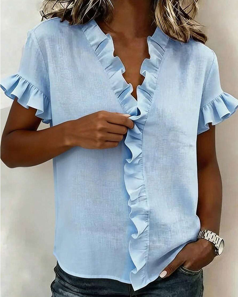 Bluse Foryngende Krave V-hals