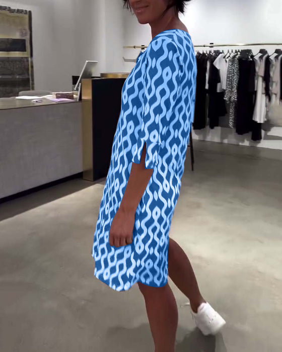 Kjole Ståkrave Mellemlang Trykt