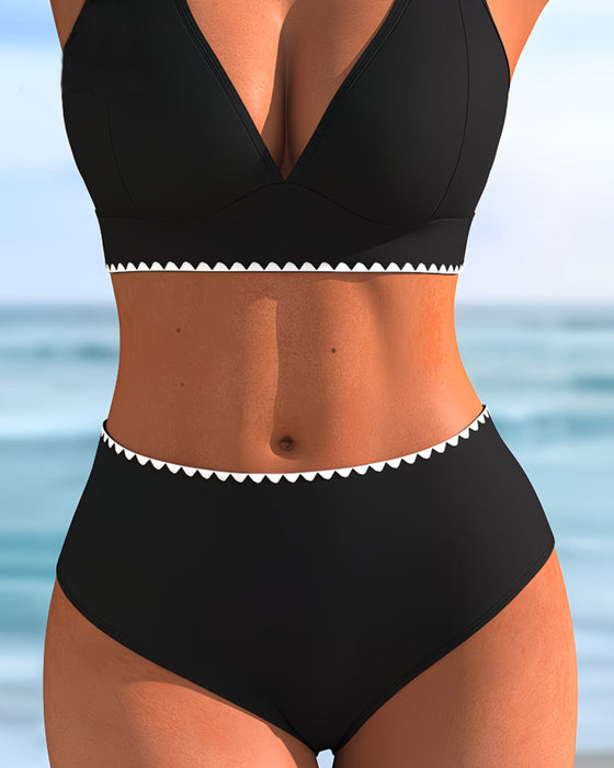 Bikini To-Skulderrem Kontrast Kant