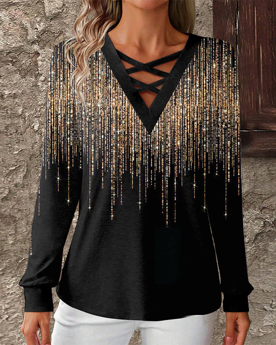 Top V-Hals Trykt Slim-Fit