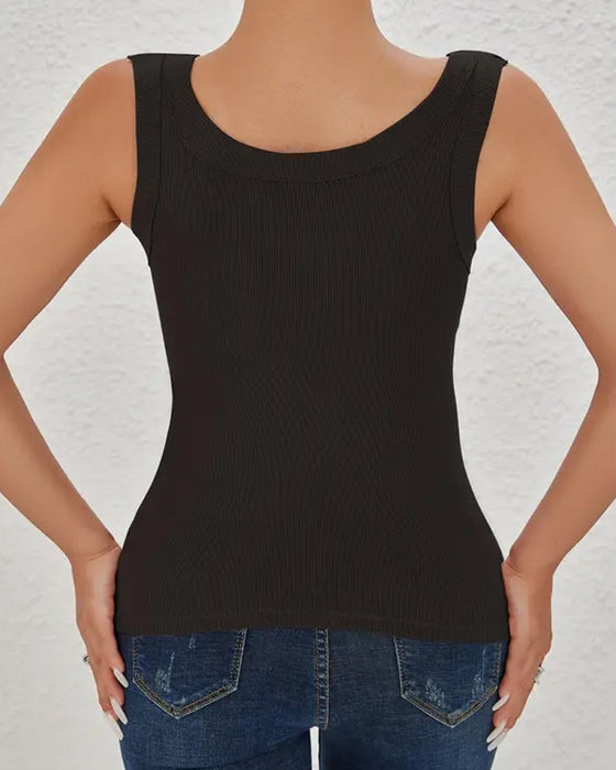 Ribbet Polstret Camisole Med Indbygget Bh