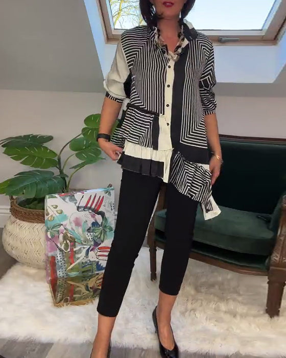 Patchworkskjorte i uregelmæssig stil