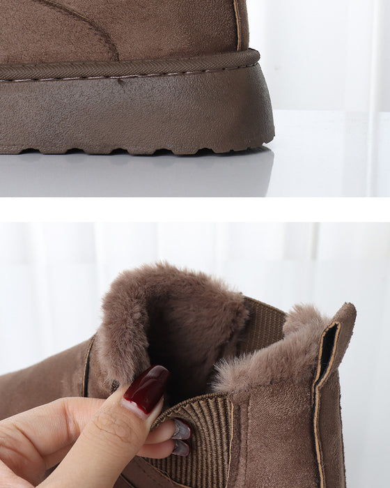 Ensfarvede snestøvler med tyk sål