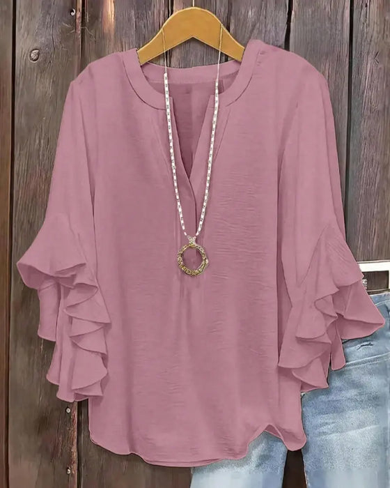 Bluse Lille V-Hals Ruffle
