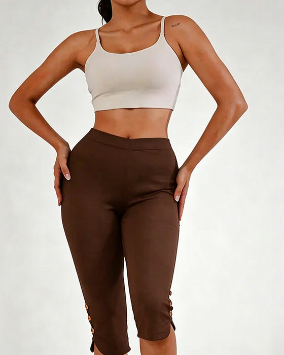 Leggings Ensfarvet Slim-Fit Afkortet