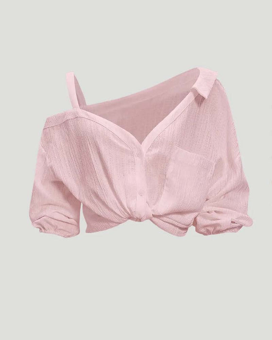 Bluse Enskulder Rem Twist