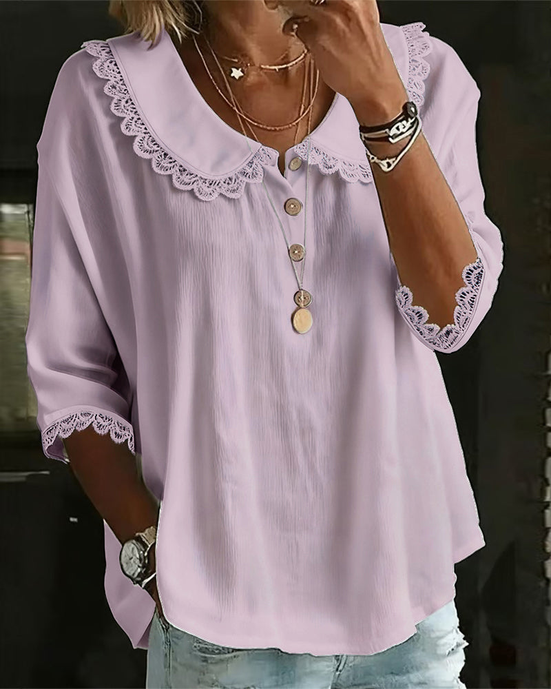 Bluse Blonder Indsat Peter Pan Krave