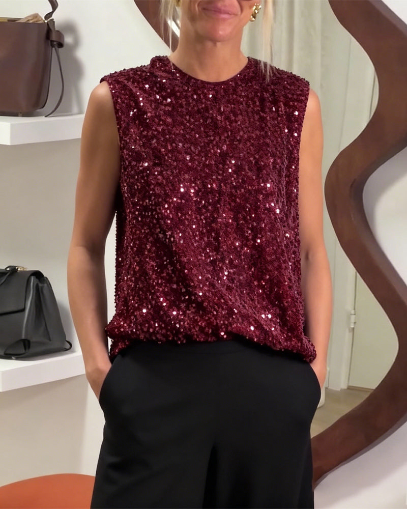 Tank Top Modne Sløjfe Glitre
