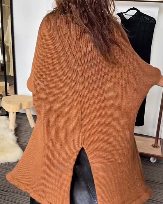 Pullover Uregelmæssig Ensfarvet Casual