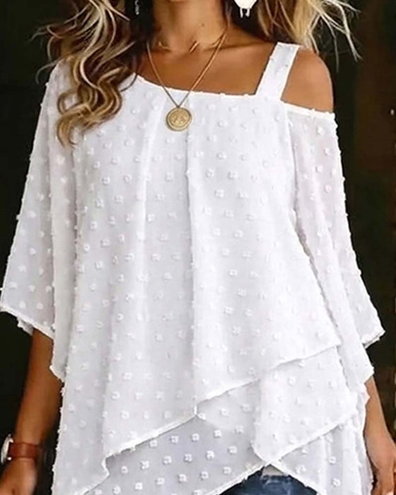 Bluse Tredimensionel Blomstret Enskuldret