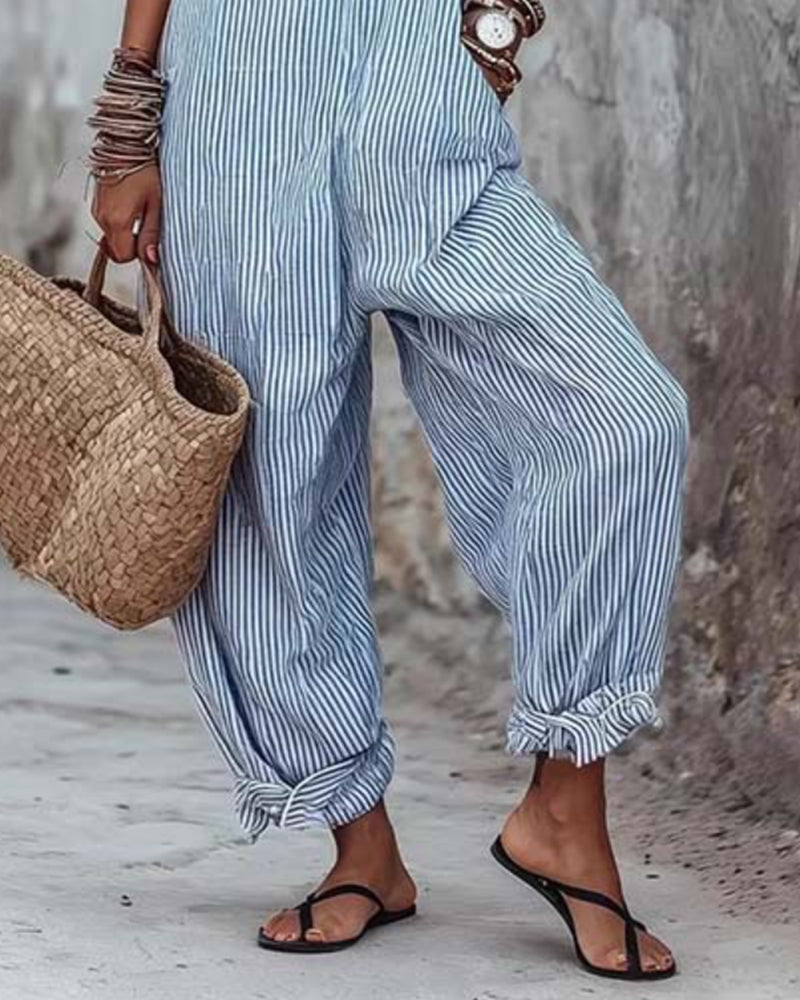 Jumpsuit Bred Strop Stribede Overall