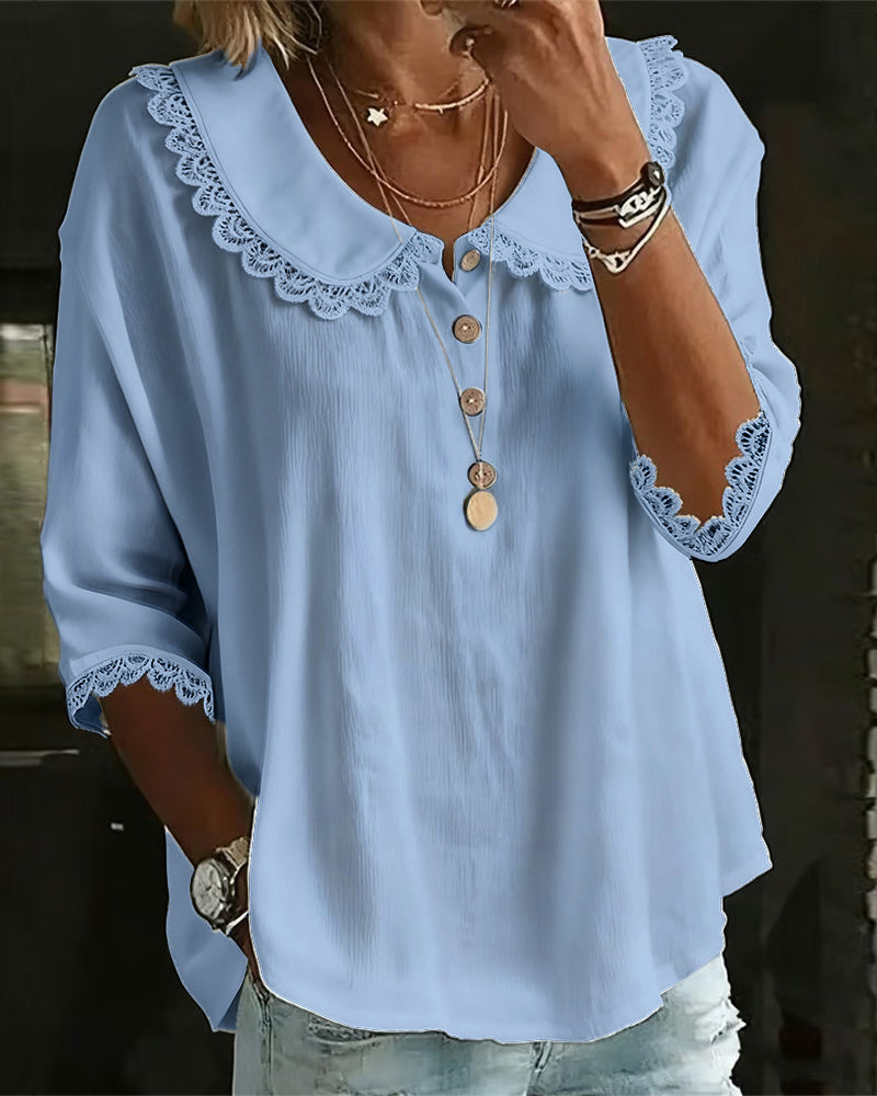 Bluse Blonder Indsat Peter Pan Krave