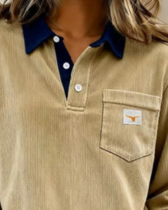 Moderne Sweatshirt Med Nedknappet Krave