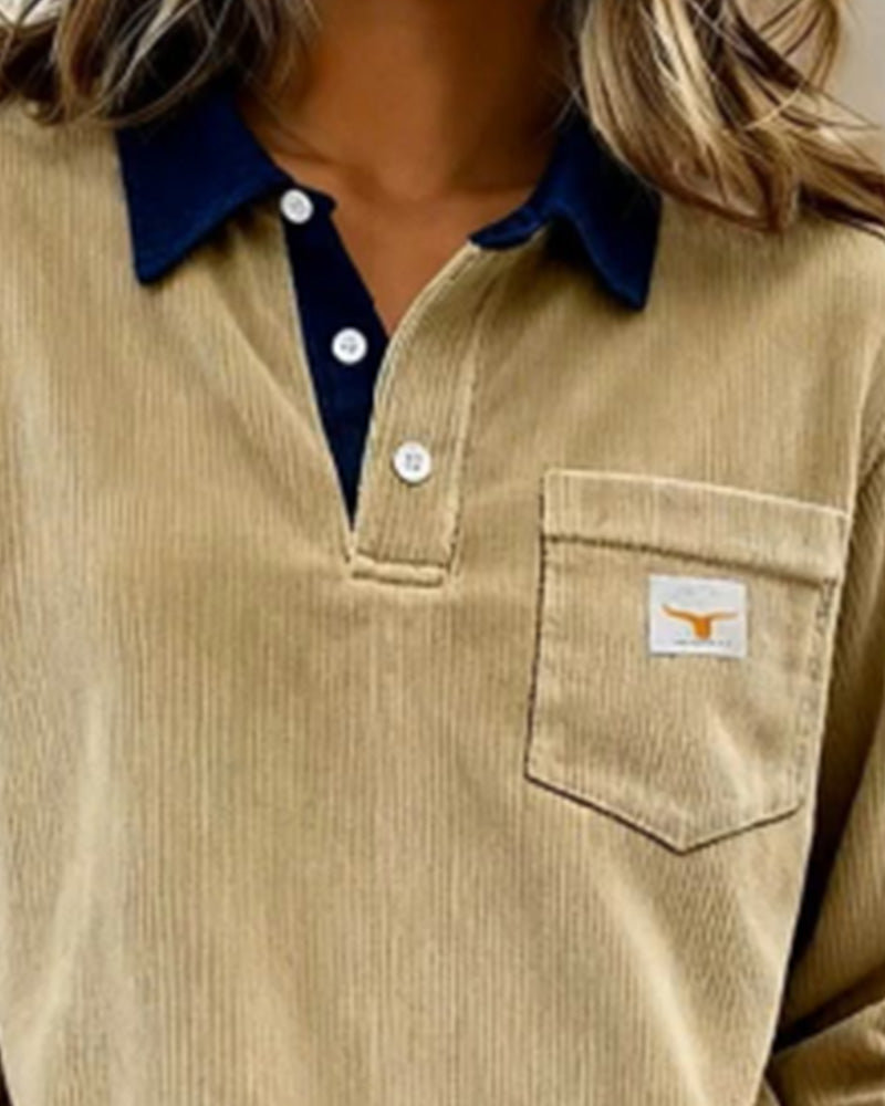 Moderne Sweatshirt Med Nedknappet Krave