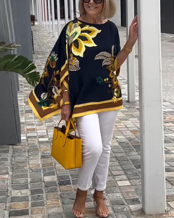 Løs Afslappet Bluse Med Print