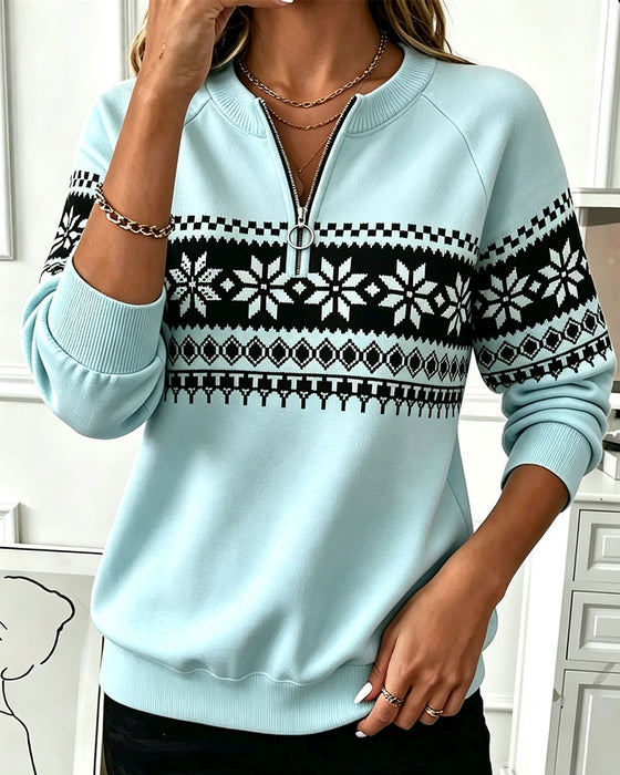 Sweatshirt Snefnug Trykt Halv-Zip