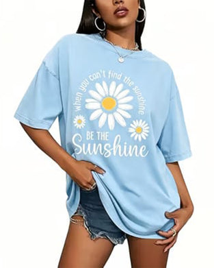 Casual T-Shirt Daisy Tryk Rundhalset