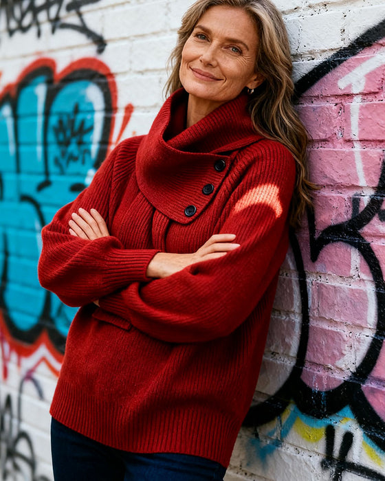 Sweater Tørklædekrave Mode Ensfarvet