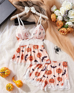 Sæt Blonde Patchwork Sexet Pyjamas