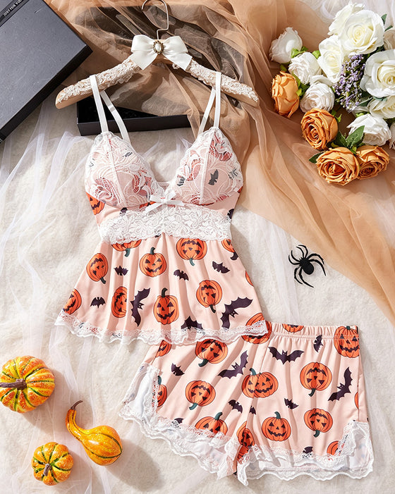 Sæt Blonde Patchwork Sexet Pyjamas
