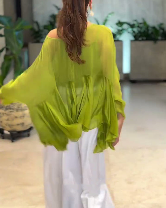 Bluse Med Elegant Ensfarvet Look