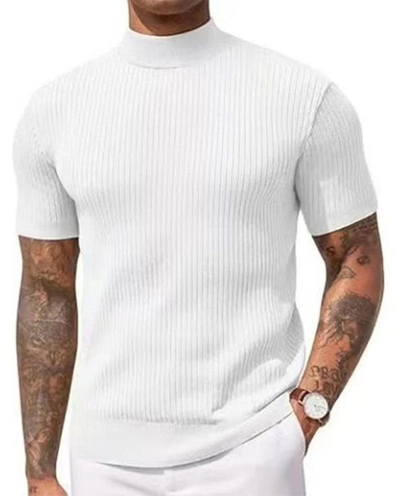 T-Shirt Mock Neck Herre Kort Ærme