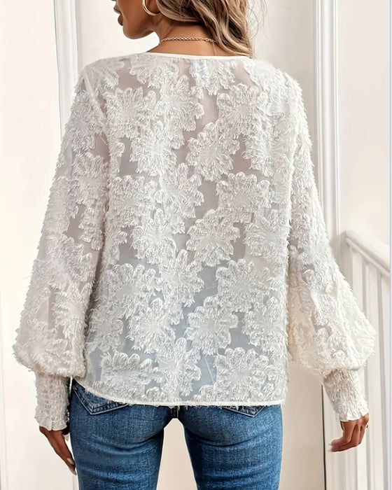 Bluse Lygteærme Elegant V-hals
