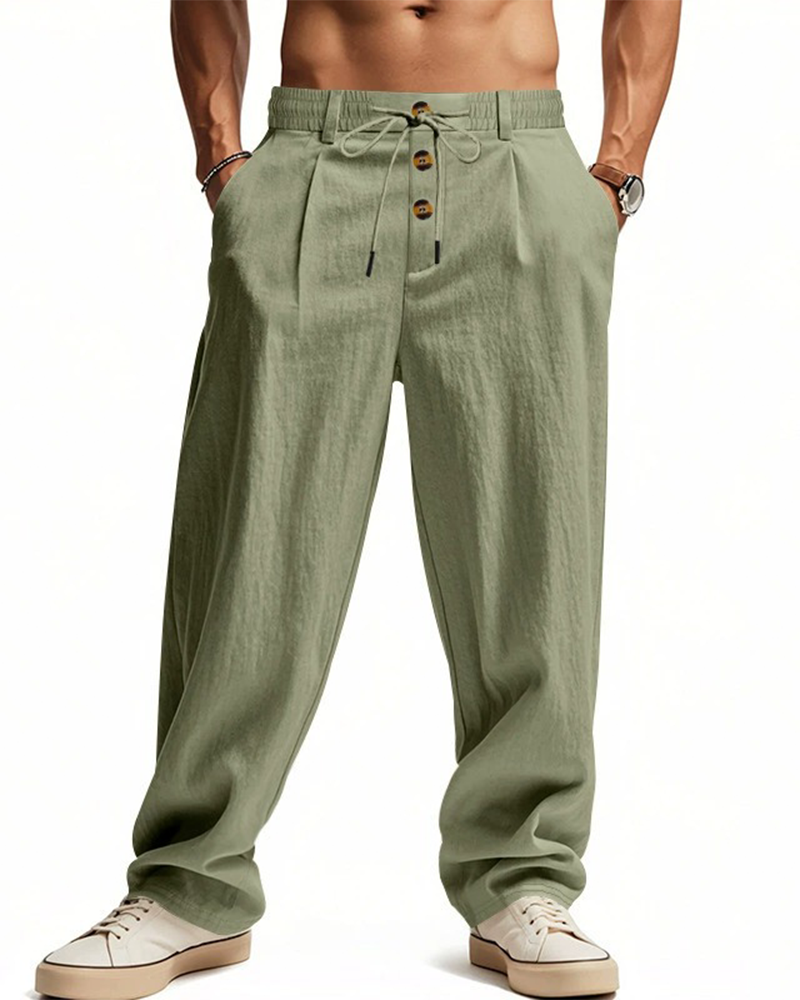 Bukser Casual Ensfarvet Lige Ben