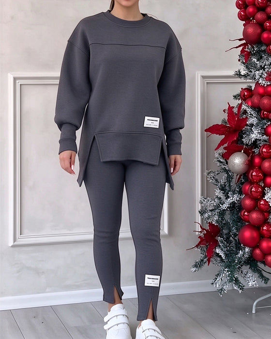 Sæt Trykt Sweatshirt Og Joggingbukser