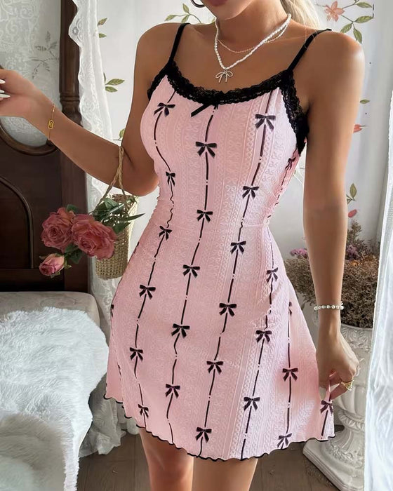 Søvnkjole Blonde Sløjfe Tryk