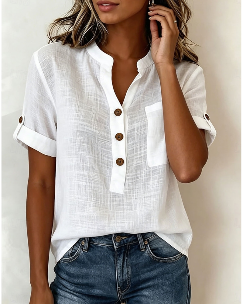 Bluse Halv-Cardigan Kortærmet