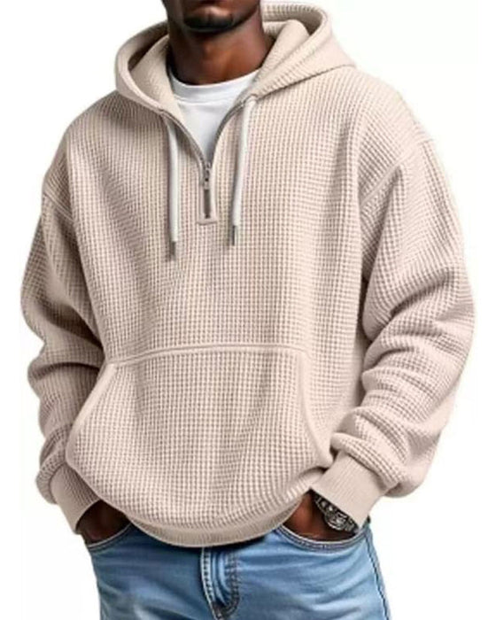 Hoodie Herre Ensfarvet Lynlås Pullover