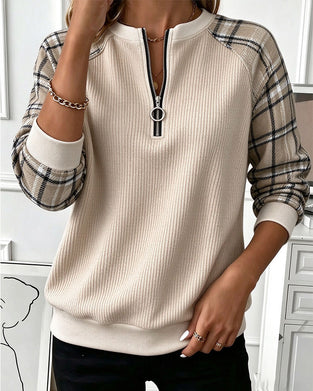 Sweatshirt Rund Hals Lynlås Ternet