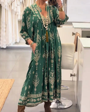 Kjole med afslappet print og løse lommer