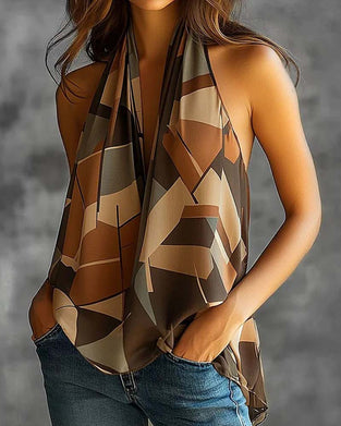 Tanktop Elegant Trykt Ærmeløs