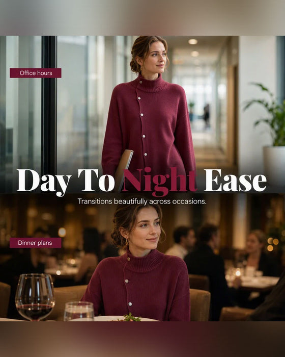 Cardigan Turtleneck Enkelt Knappet