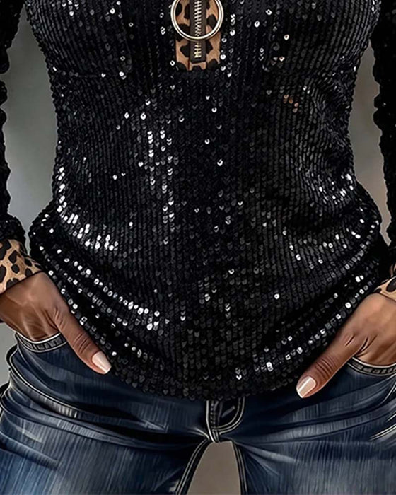 Top Stilfuld Leopard Patchwork Lynlås