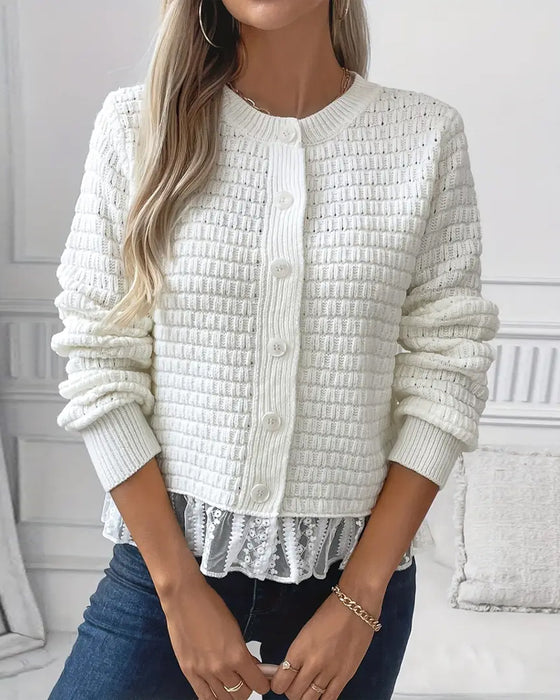 Frappe Langærmede Blonderpanelet Sweater