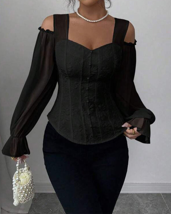 Bluse Off-Shoulder Lang Ærme Talje