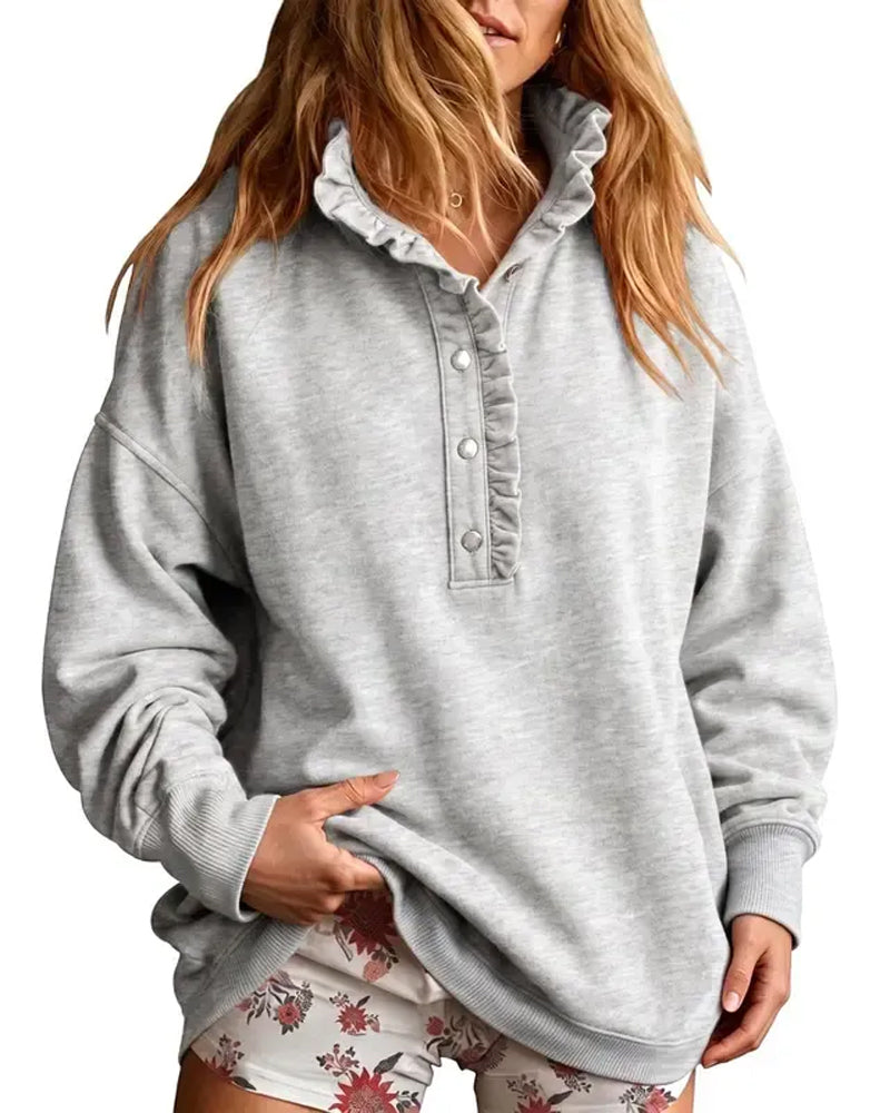 Sweatshirt Krave Knappet Langærmet Løs