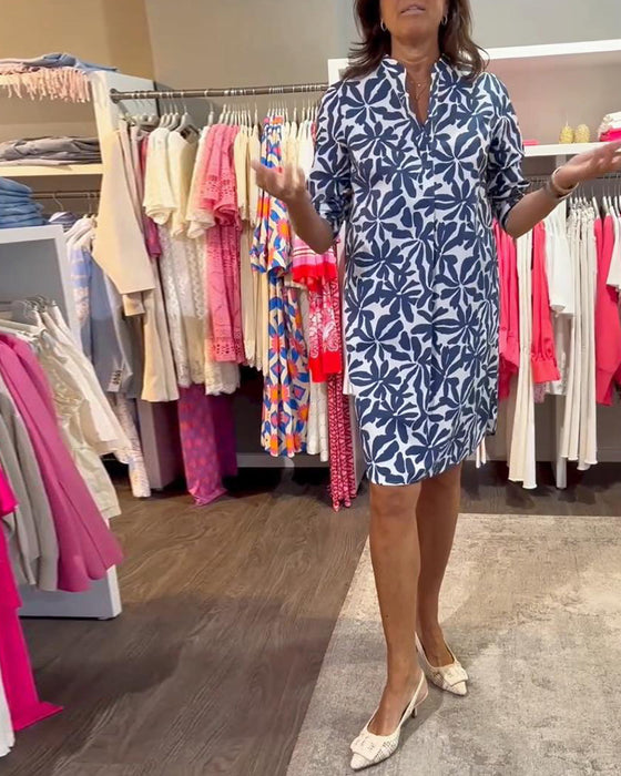 Afslappet shift kjole med print