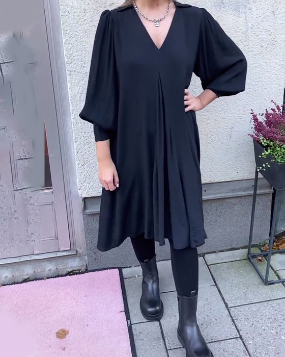 Kjole V-Hals Moderne Lanterneærme