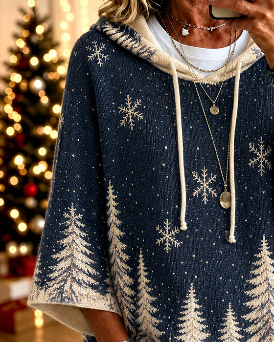 Pullover Hætte Snefnug Juletræ