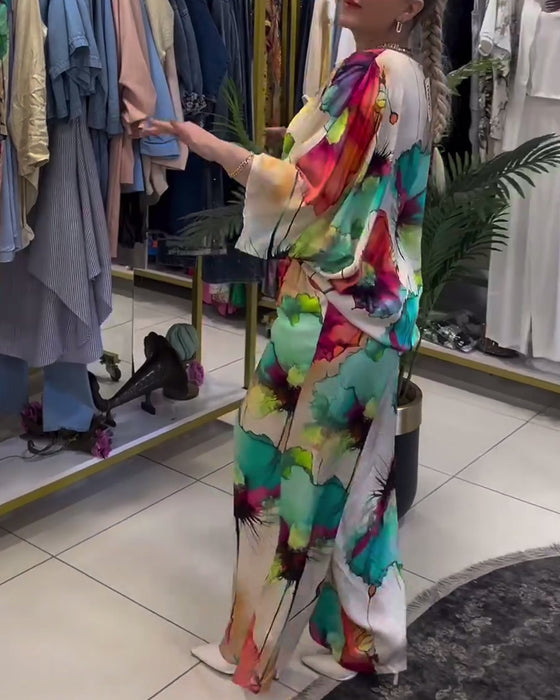 Buksedragt med lotusblomst print