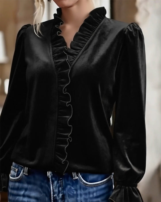 Top Rynket Fløjl Elegant