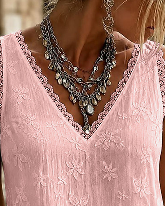 Tanktop V-Hals Enfarvet Blonder