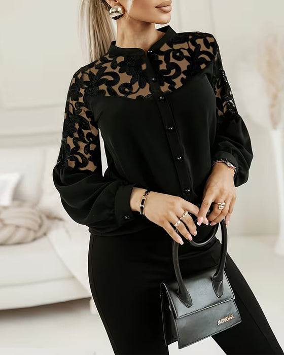 Patchwork Skjorte med Lanterneærmer