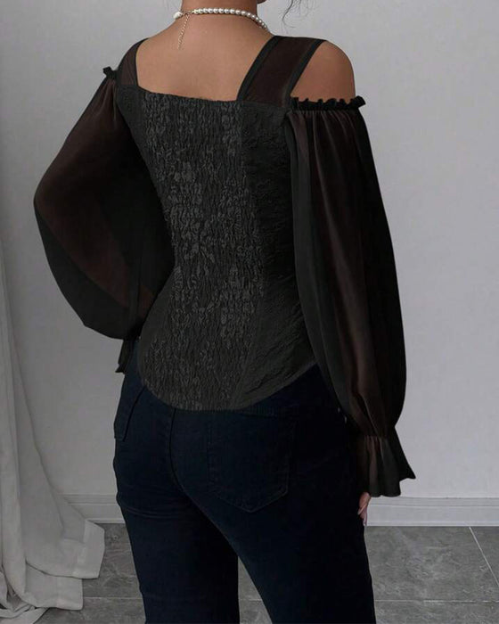 Bluse Off-Shoulder Lang Ærme Talje